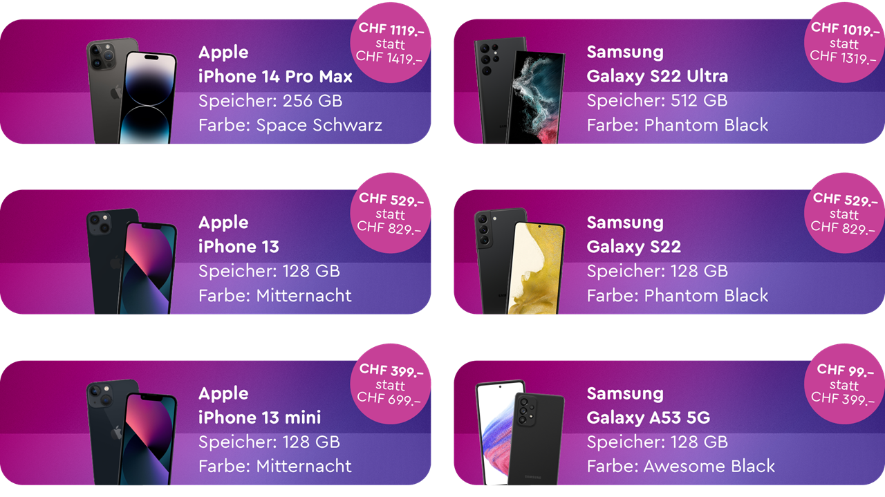 CHF 300.– auf ausgewählte Smartphones