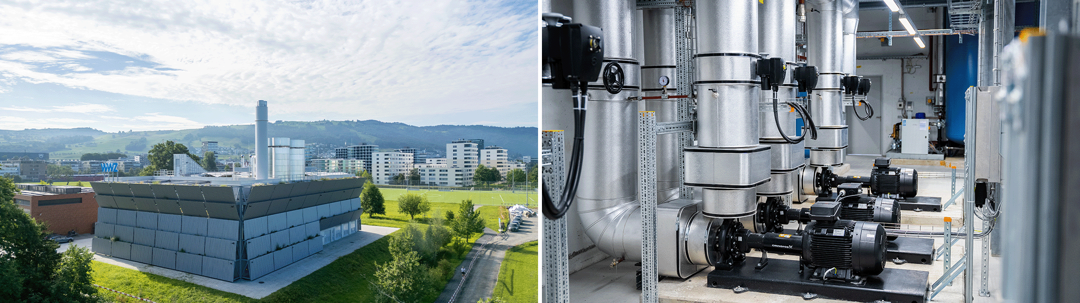 Energiezentrale Unterfeld von aussen und innen