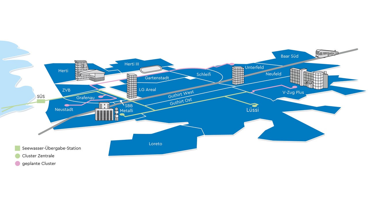 Versorgungskarte Wärme- und Kälteverbund Circulago