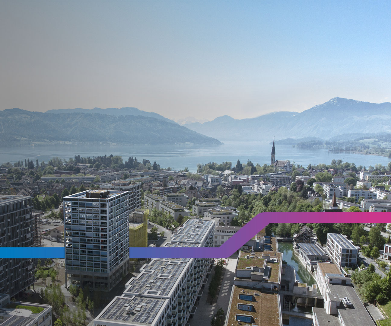 Bild von Cham in Luftaufnahme Richtung See