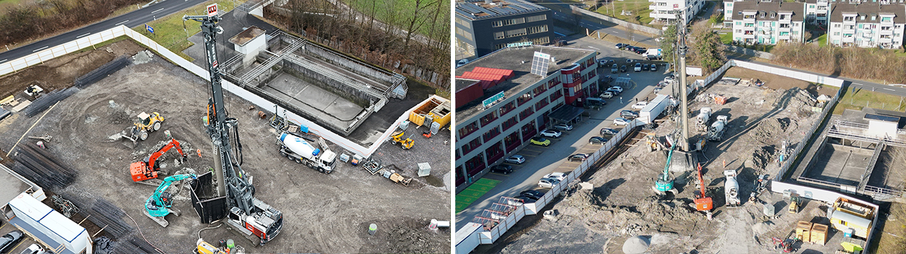 Bohrpfahlarbeiten auf einer Baustellle